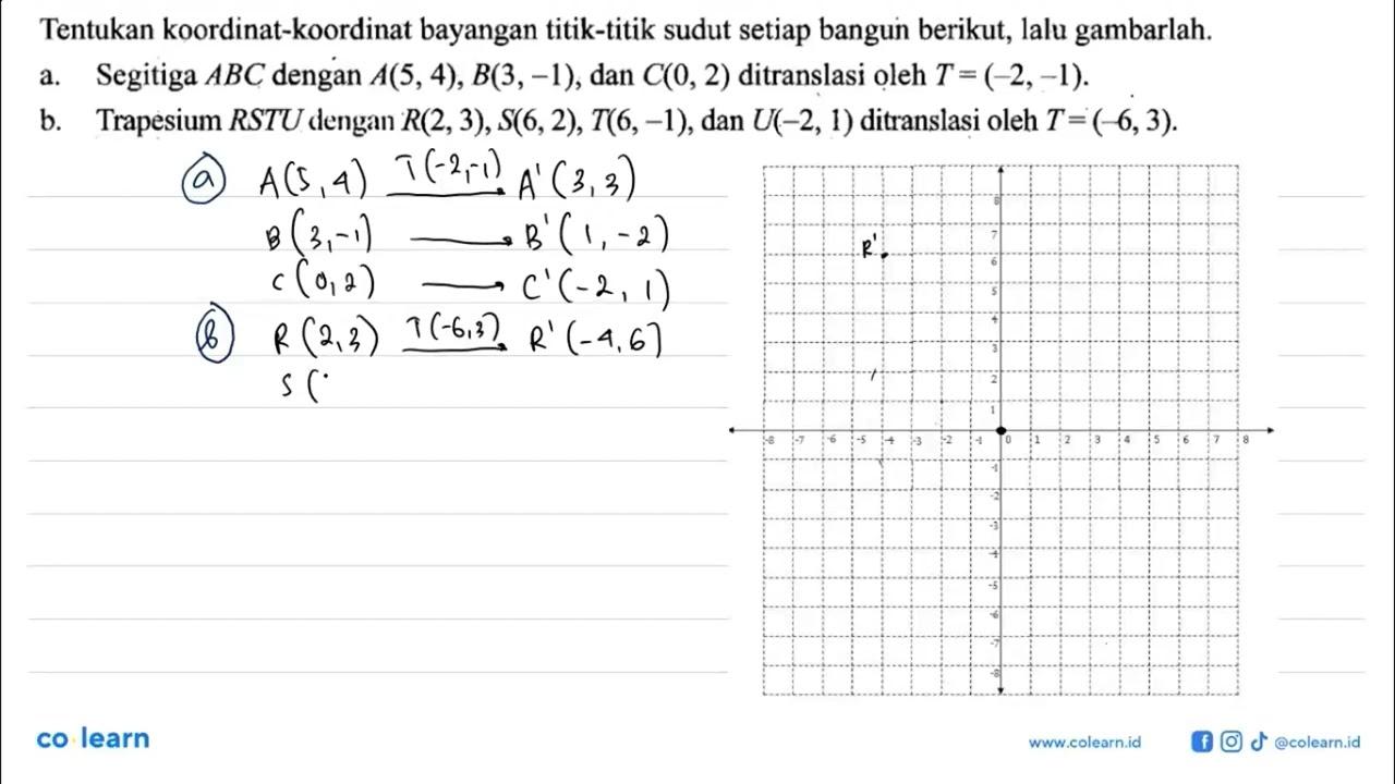 Tentukan koordinat-koordinat bayangan titik-titik sudut