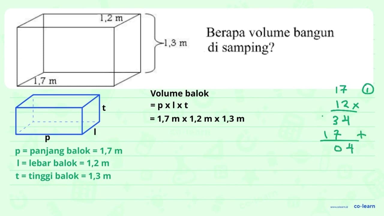 Berapa volume bangun di samping?