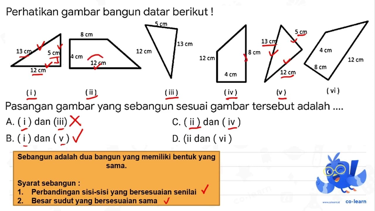 Perhatikan gambar bangun datar berikut ! Pasangan gambar