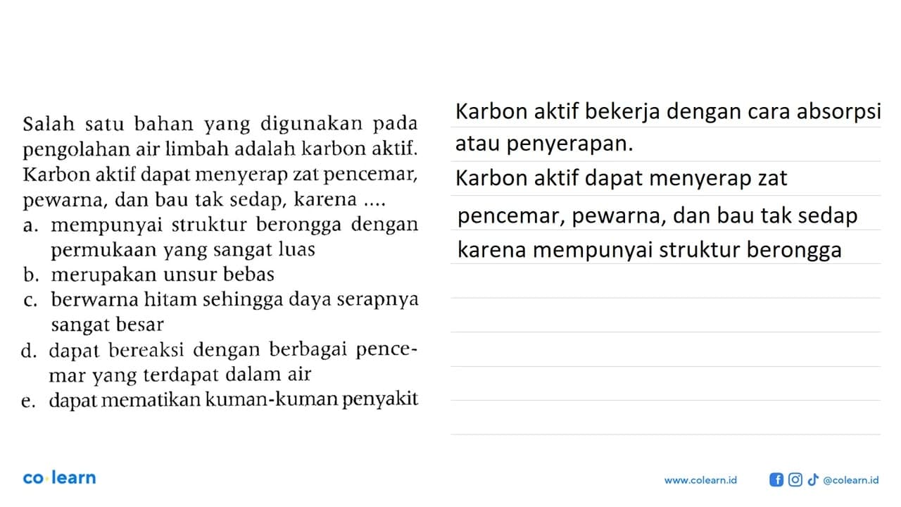 Salah satu bahan yang digunakan pada pengolahan air limbah