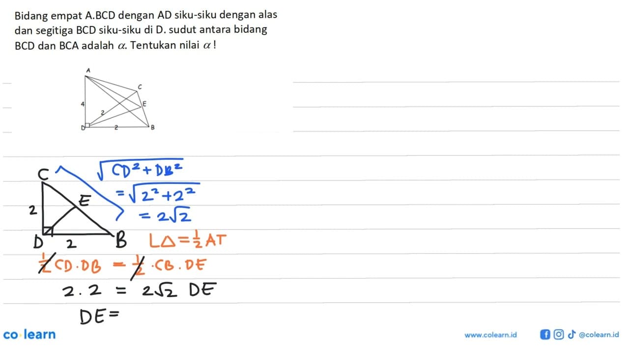 Bidang empat A.BCD dengan AD siku-siku dengan alas dan