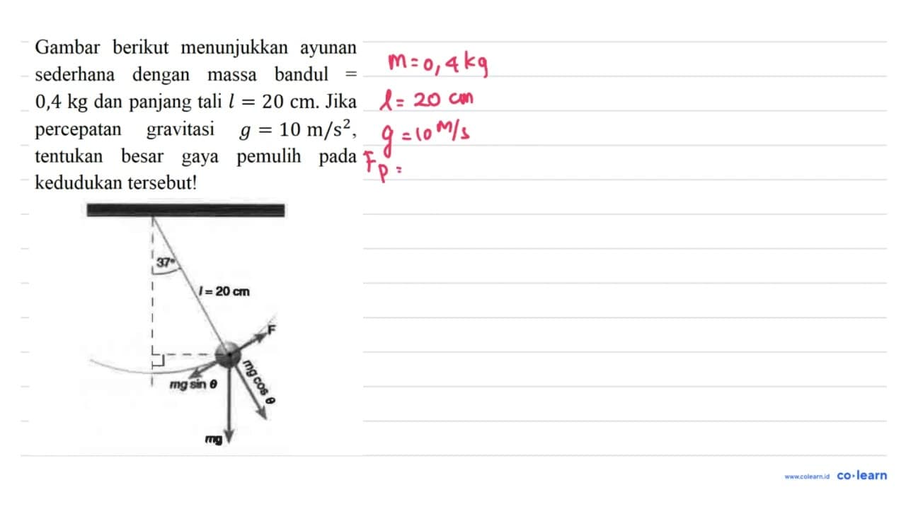 Gambar berikut menunjukkan ayunan sederhana dengan massa