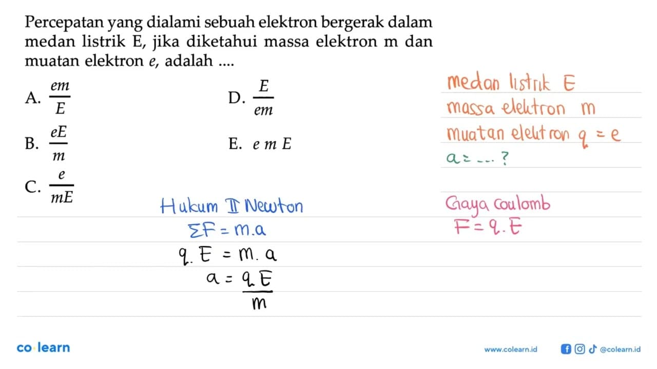 Percepatan yang dialami sebuah elektron bergerak dalam