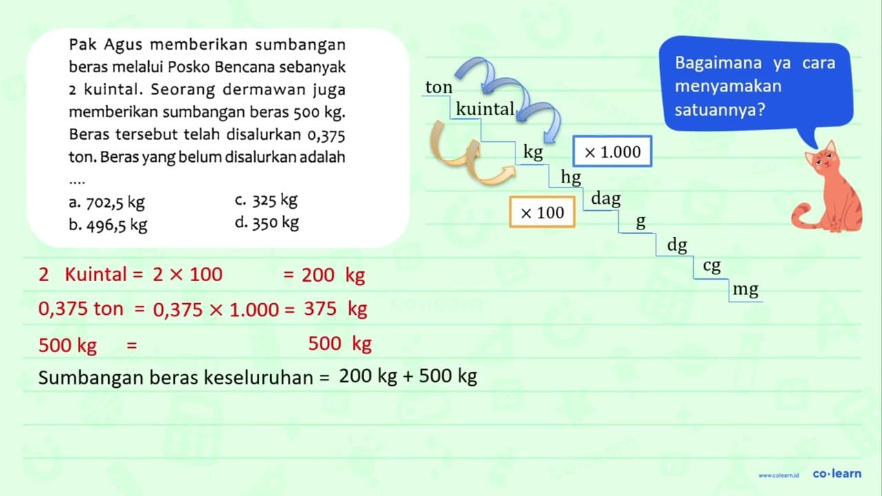 Pak Agus memberikan sumbangan beras melalui Posko Bencana