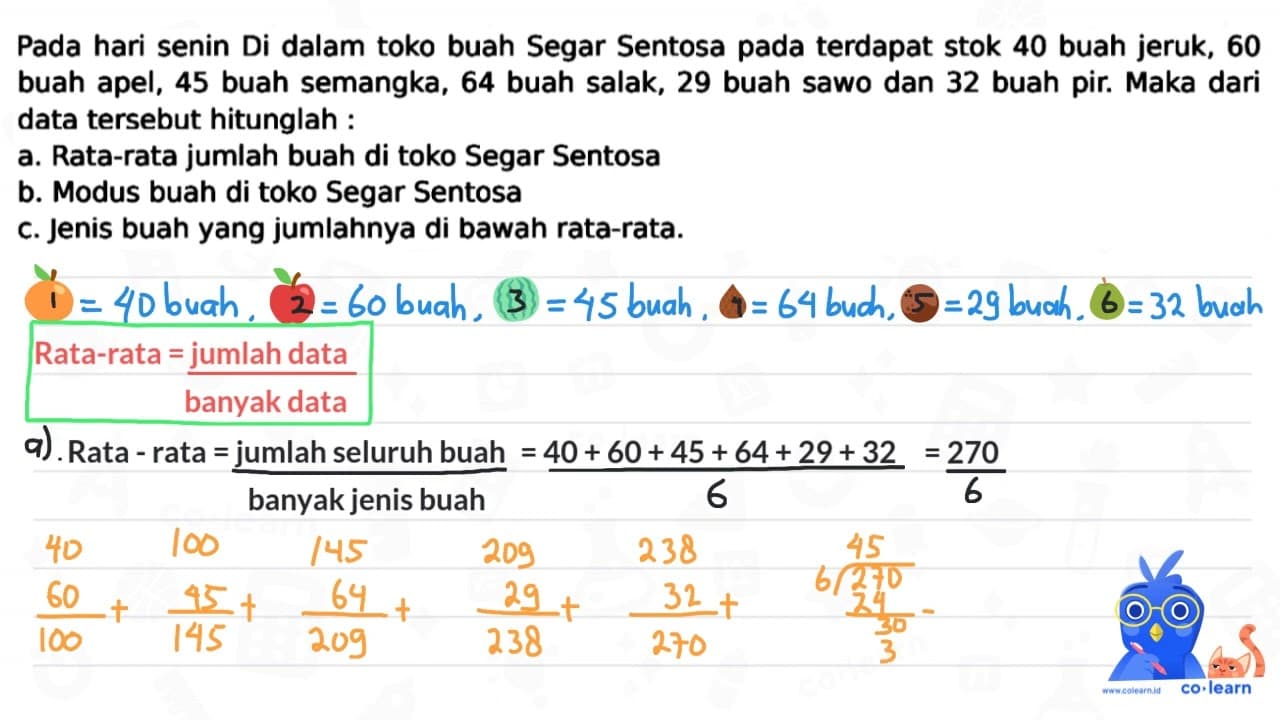 Pada hari senin Di dalam toko buah Segar Sentosa pada