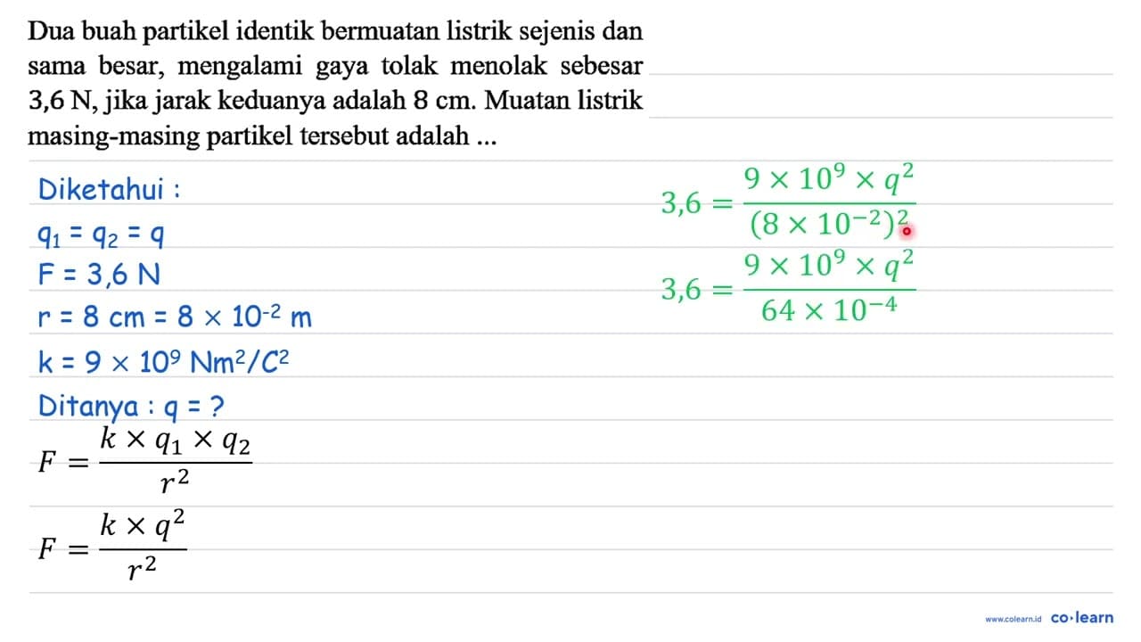 Dua buah partikel identik bermuatan listrik sejenis dan